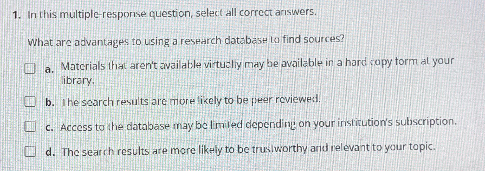 Solved In this multiple-response question, select all | Chegg.com