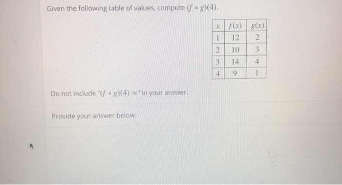 Solved Given The Following Table Of Values Compute 3479