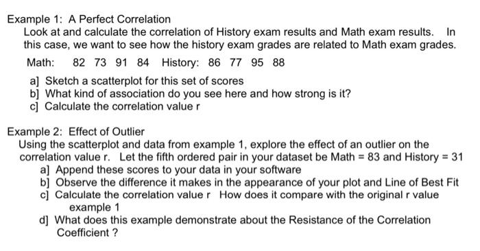 Solved Example 1: A Perfect Correlation Look at and | Chegg.com
