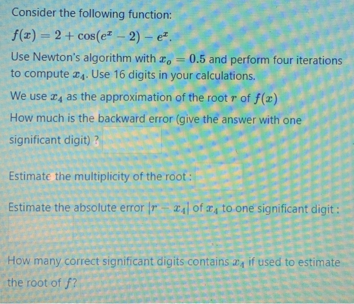 Solved Consider The Following Function F X 2 Cos Et