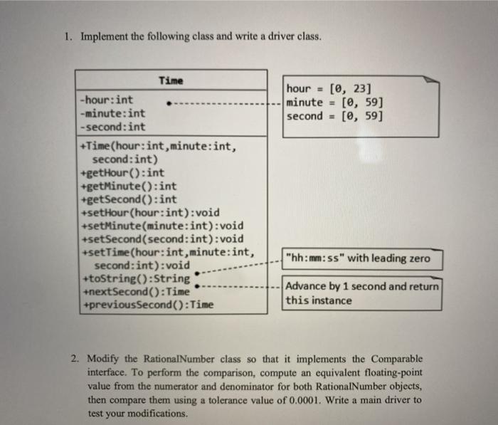 Solved 1. Implement the following class and write a driver | Chegg.com