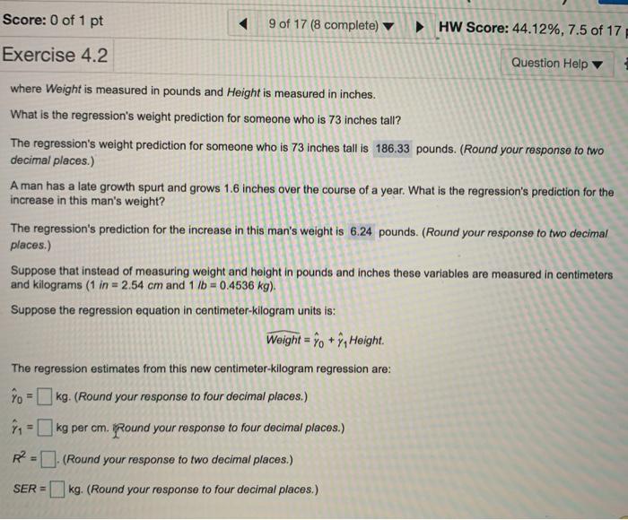 Solved Score 0 of 1 pt 9 of 17 8 complete HW Score Chegg