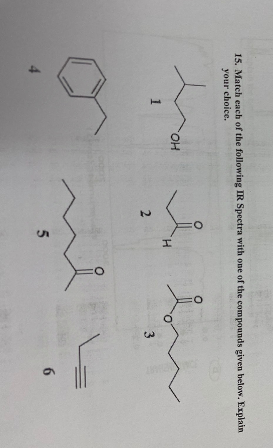 Match each of the following IR Spectra with one of | Chegg.com
