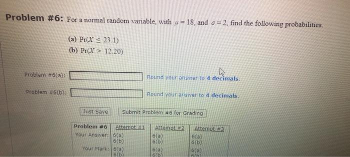 Solved Problem #6: For a normal random variable, with u = | Chegg.com
