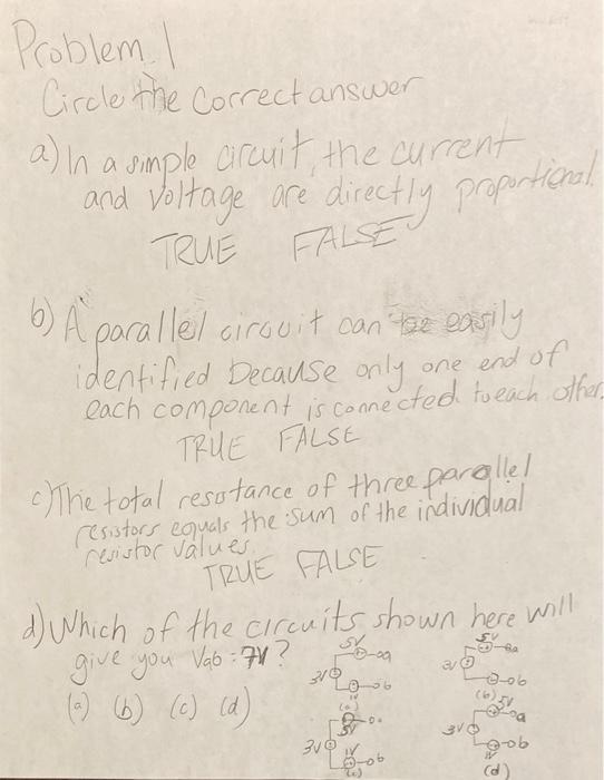 Solved Problem. I Circle the correct answer a) In a simple | Chegg.com