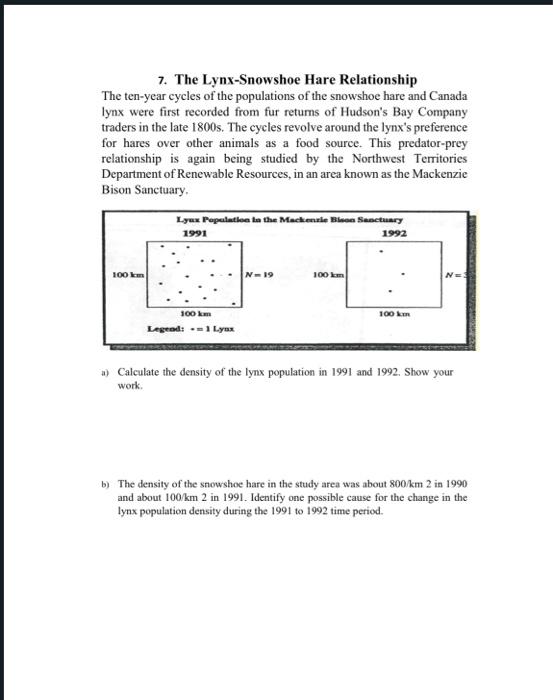Solved 7. The LynxSnowshoe Hare Relationship The tenyear