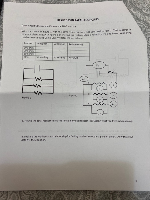 RESISTORS IN SERIES CIRCUITS Open Circuit | Chegg.com