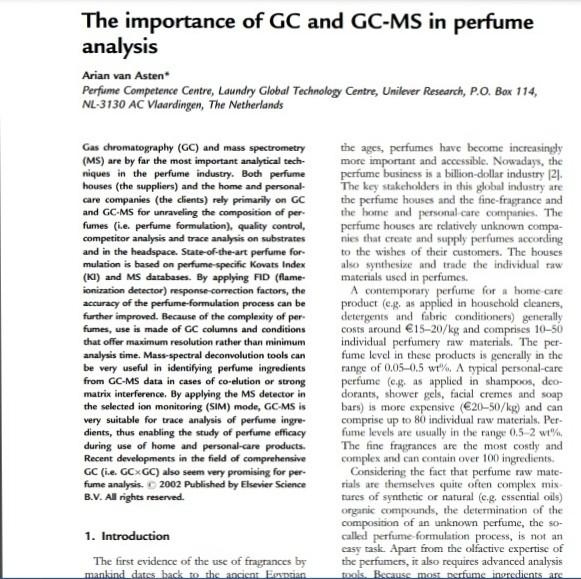 The importance of GC and GC-MS in perfume analysis | Chegg.com
