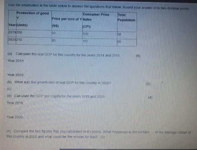 Solved Use the information in the table below to answer the | Chegg.com