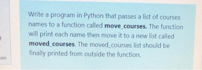 Solved Write a program in Python that passes a list of | Chegg.com