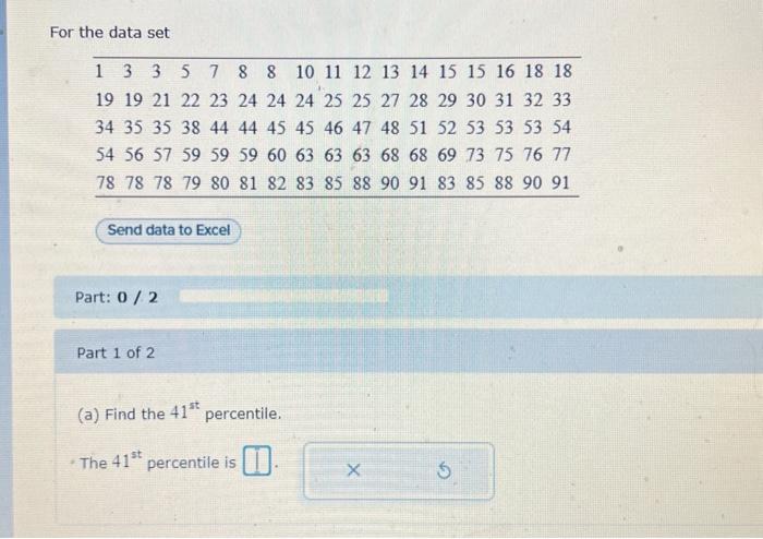 Solved For the data set Part: 0/2 Part 1 of 2 (a) Find the | Chegg.com