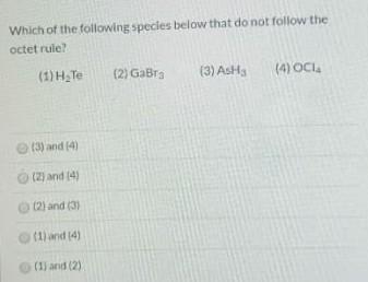 Solved Which Of The Following Species Below That Do Not | Chegg.com