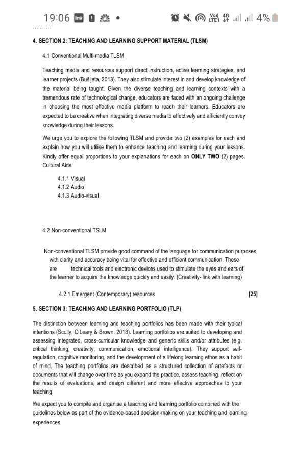 4. SECTION 2: TEACHING AND LEARNING SUPPORT MATERIAL | Chegg.com