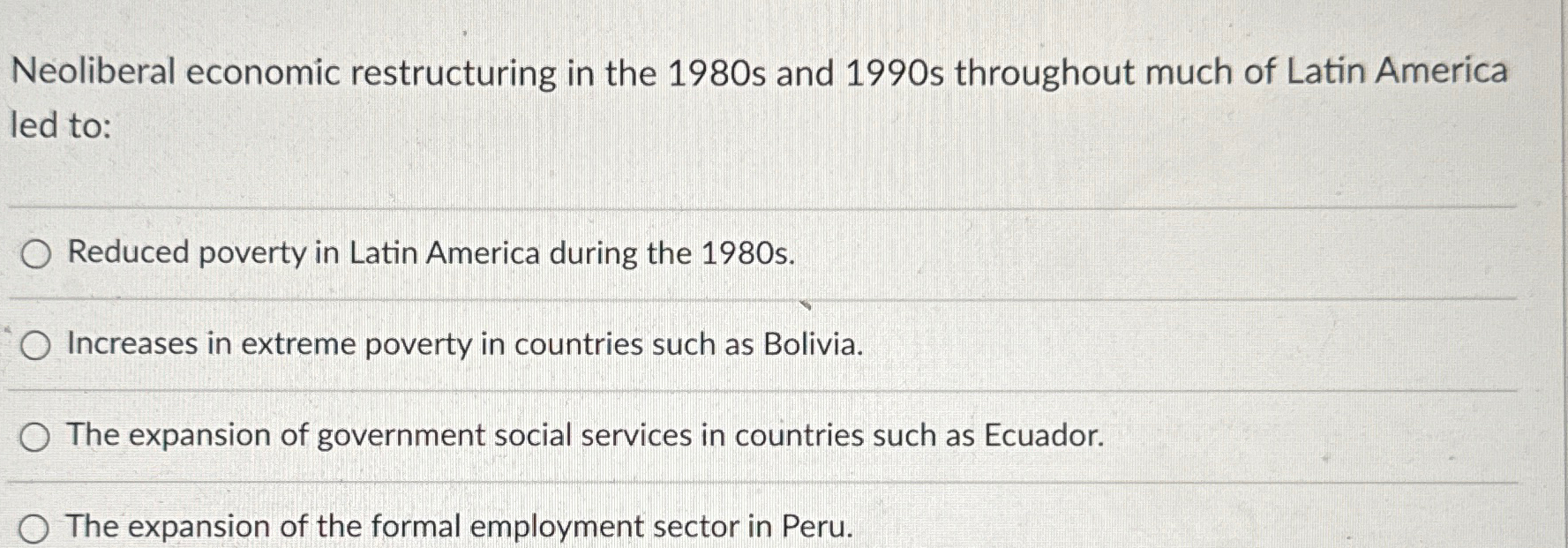 Neoliberal economic restructuring in the 1980s and | Chegg.com