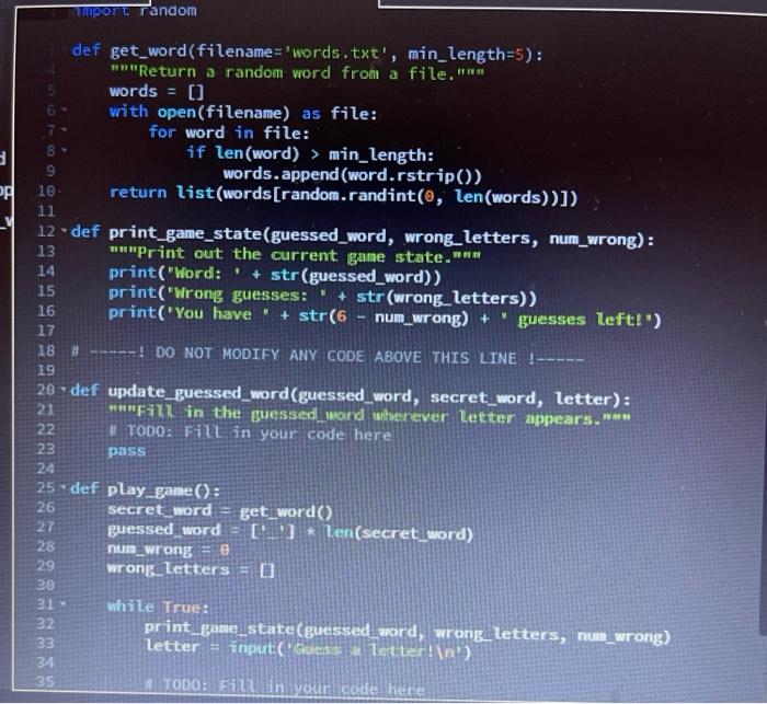 Solved import random PA def get_word(filename='words.txt', | Chegg.com