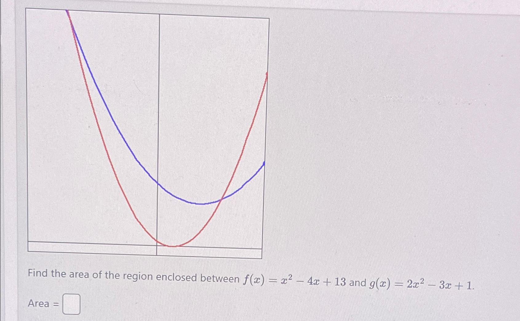 Solved Find the area of the region enclosed between | Chegg.com