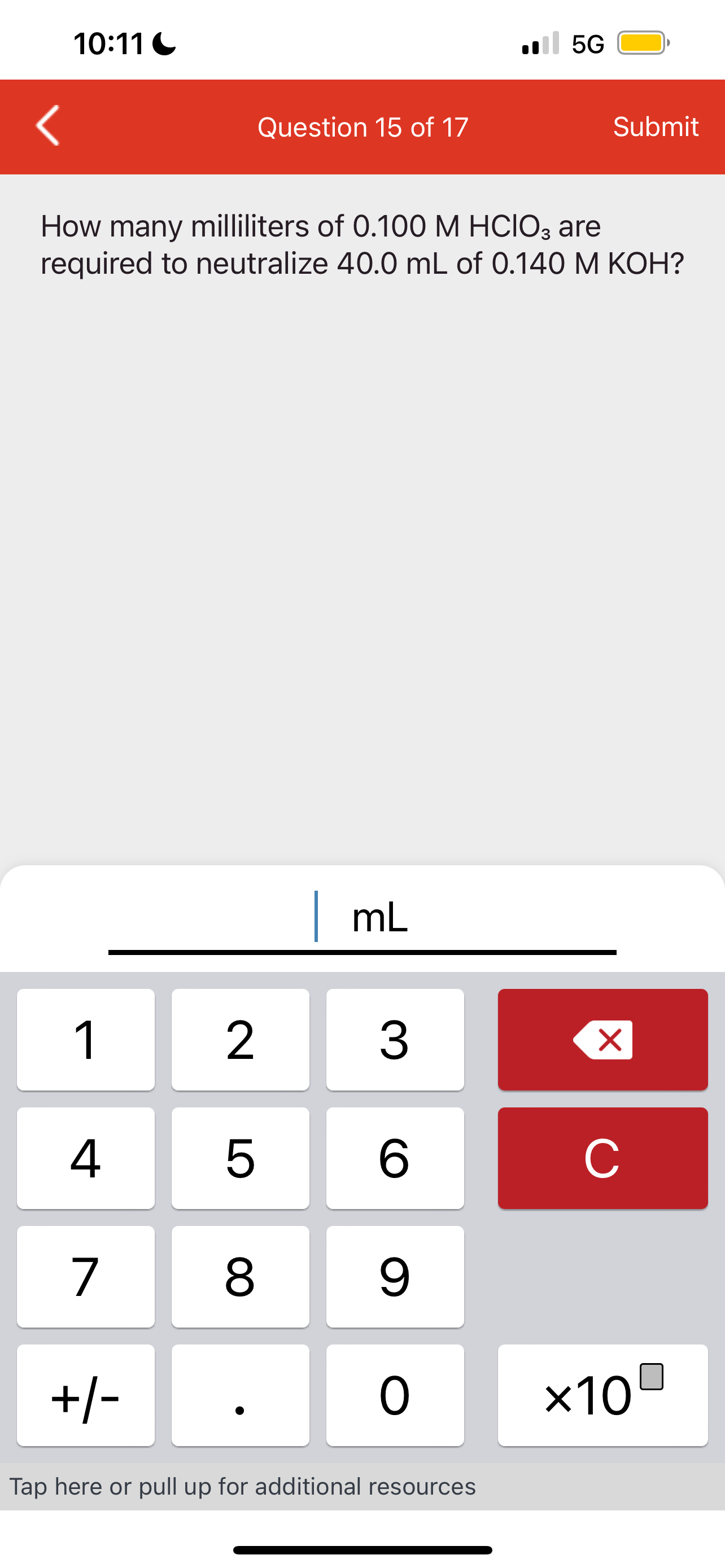 Solved 10:11 ﻿c.1 5GQuestion 15 ﻿of 17SubmitHow many | Chegg.com