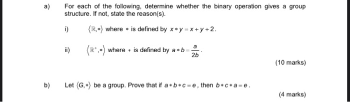 Solved a) For each of the following, determine whether the | Chegg.com