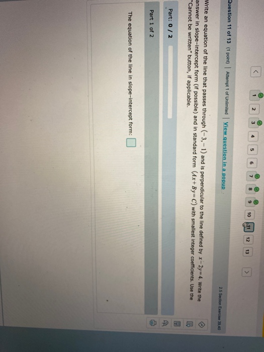 Solved Question 11 of 13 (1 point) Attempt 1 of Unlimited | Chegg.com