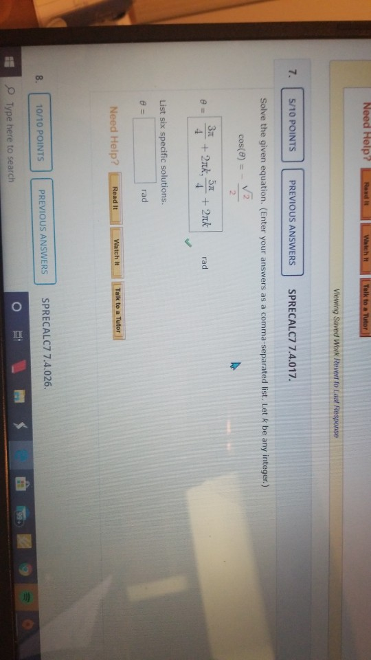 Solved Need Help? Watch It Talk to a Tutor Viewing Saved | Chegg.com