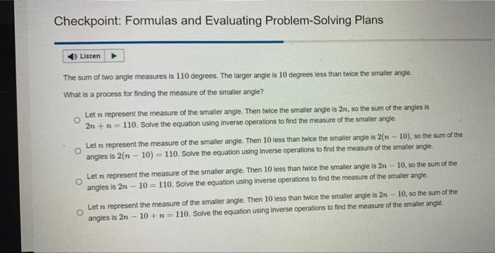 Solved Checkpoint: Formulas and Evaluating Problem Solving | Chegg.com