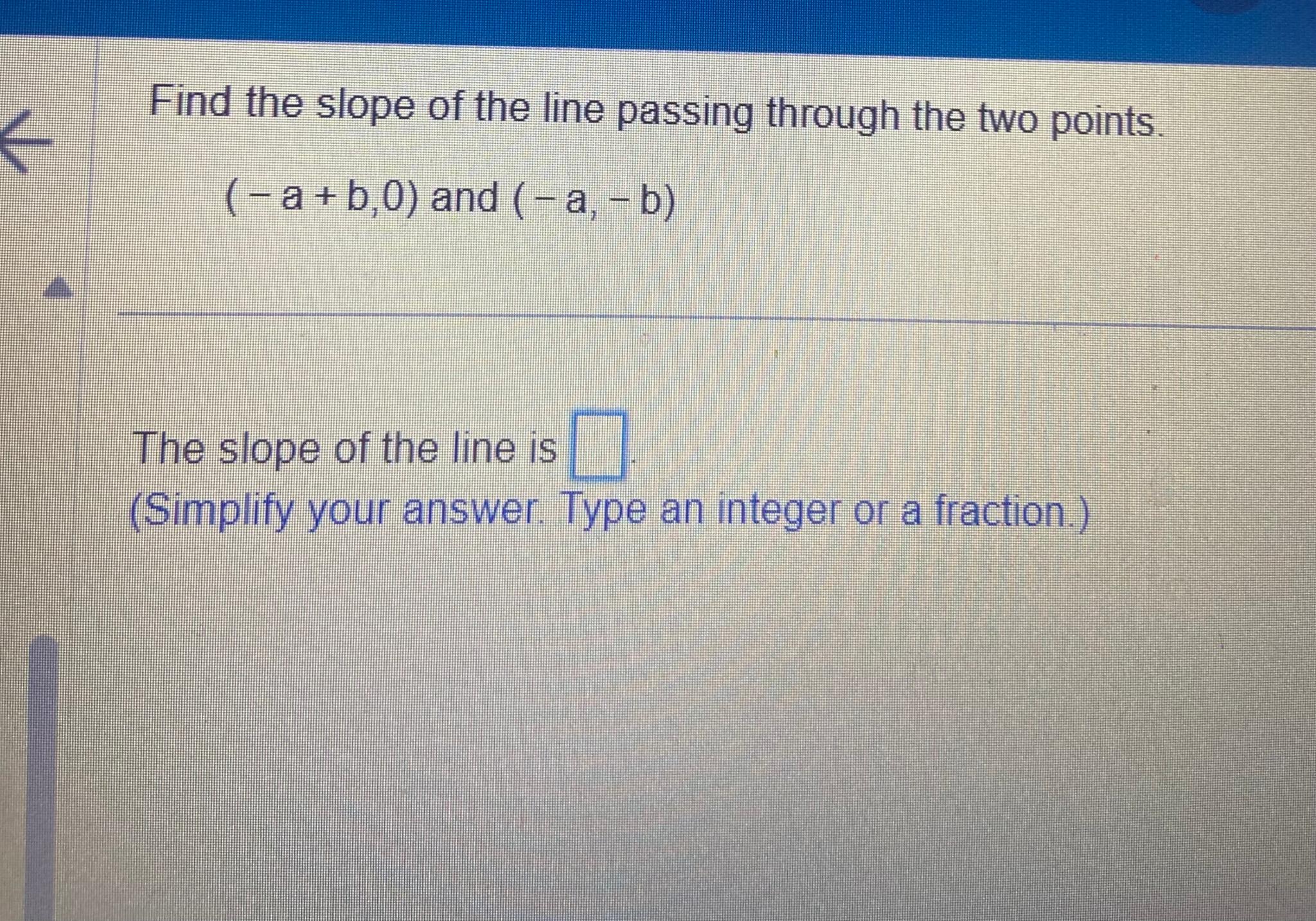 Find the slope of the deals line passing through the points