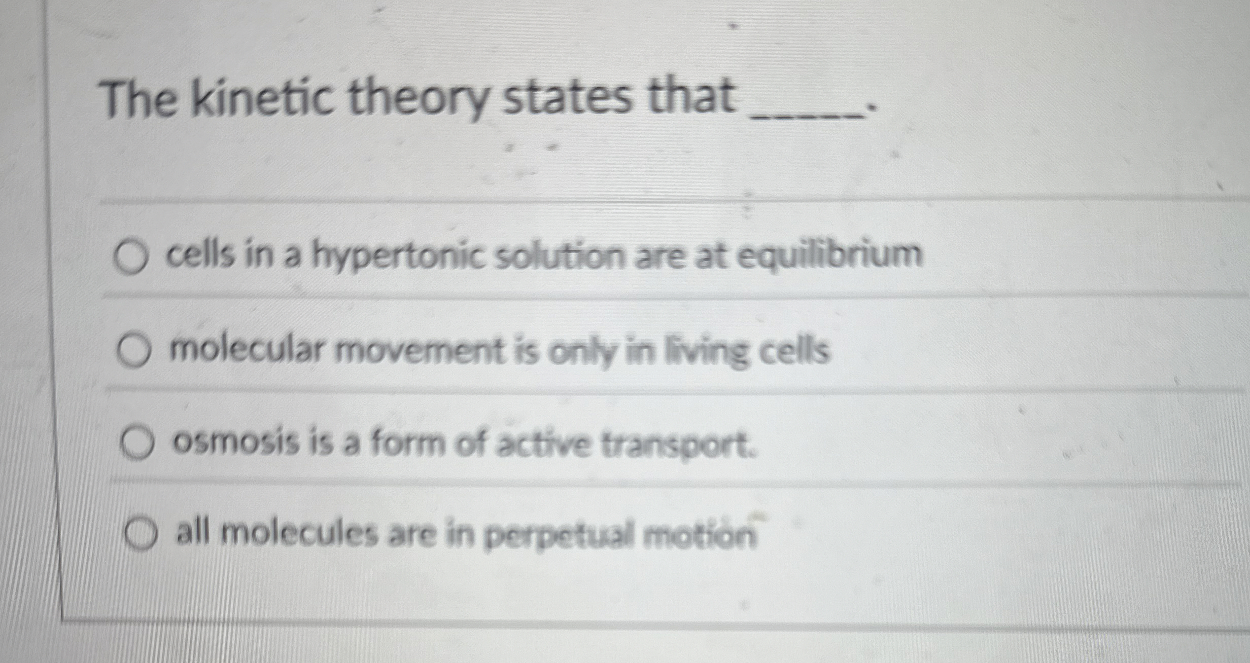 Solved The kinetic theory states that q,cells in a | Chegg.com