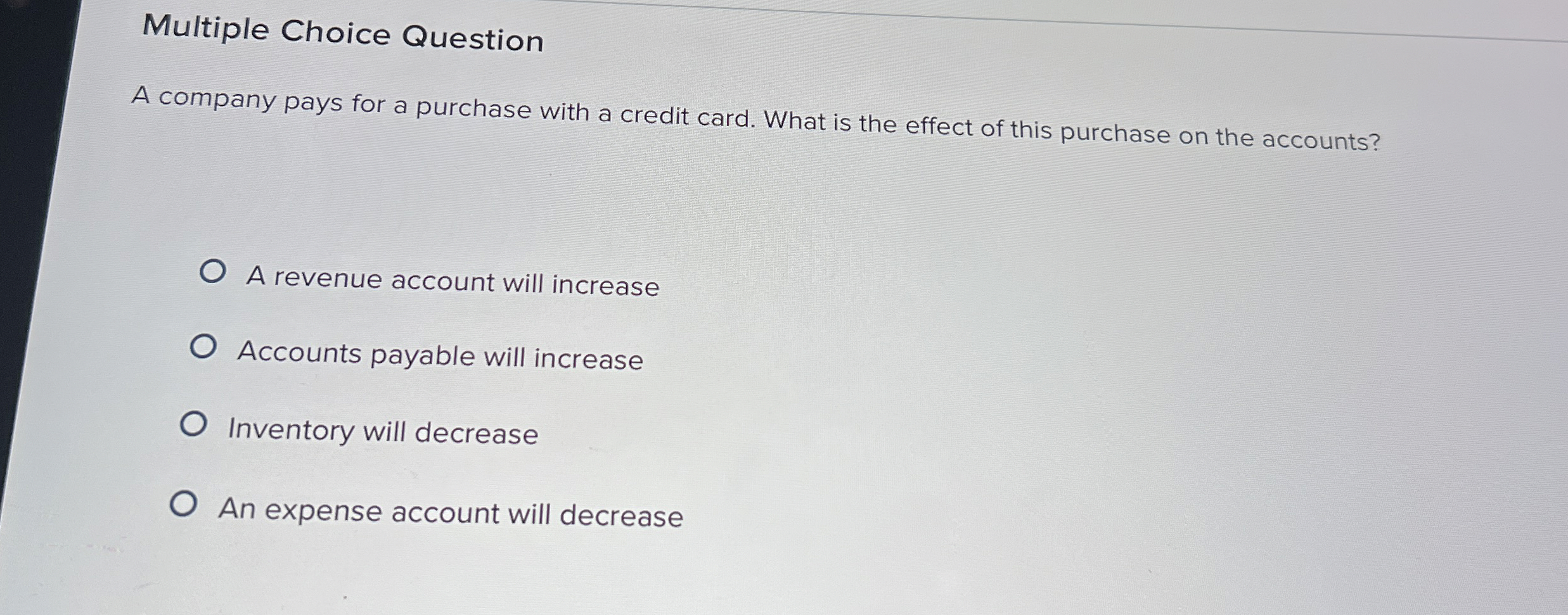 Solved Multiple Choice QuestionA company pays for a purchase | Chegg.com