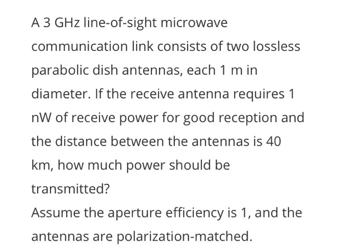 Solved A 3 GHz line-of-sight microwave communication link | Chegg.com