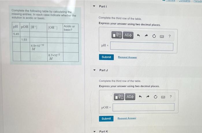 Solved Part 1 Complete the following table by calculating | Chegg.com