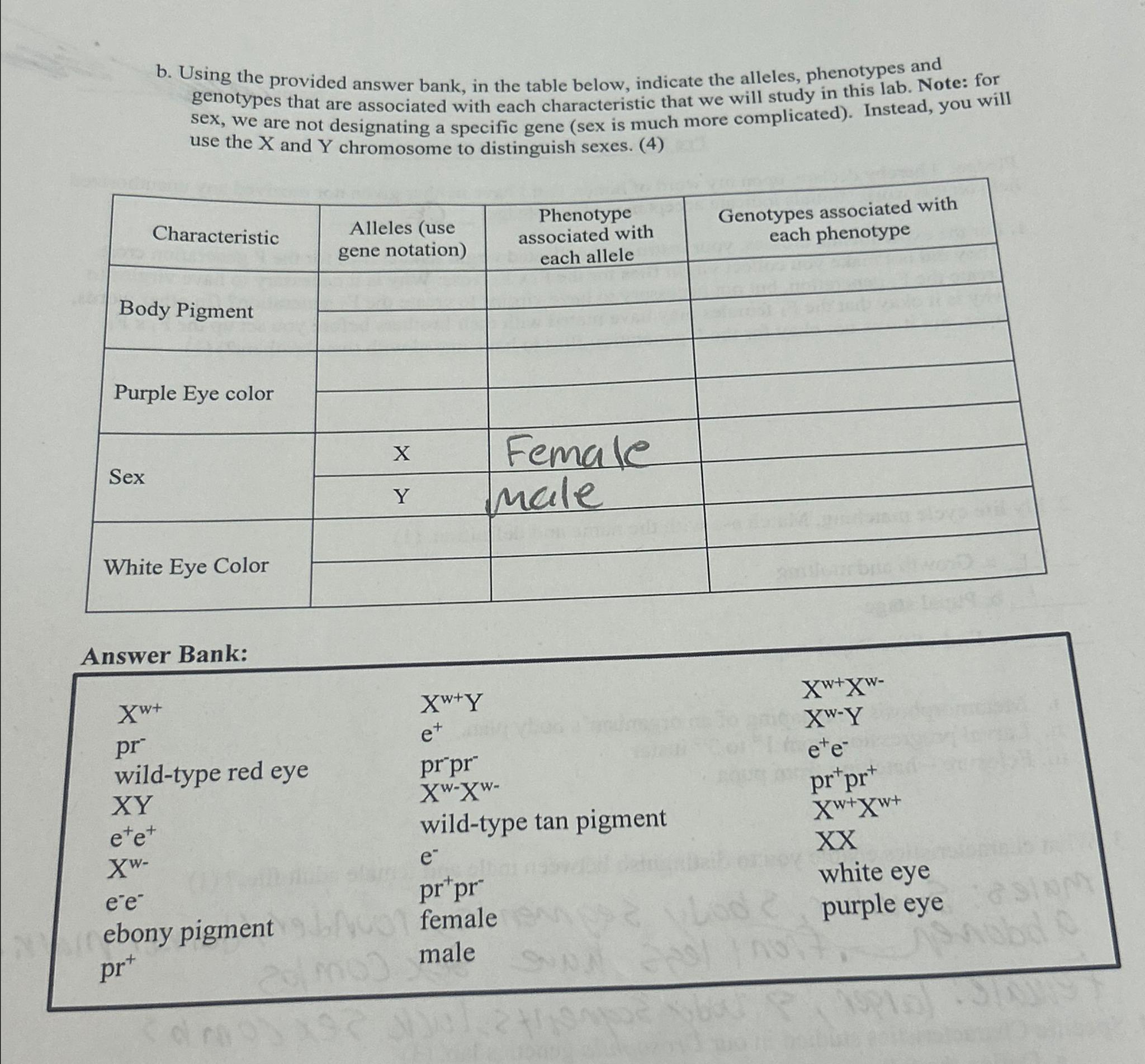 Solved B. ﻿Using The Provided Answer Bank, In The Table | Chegg.com