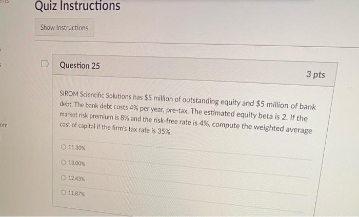 Solved Quiz Instructions Show Instructions Question 25 3 pts | Chegg.com