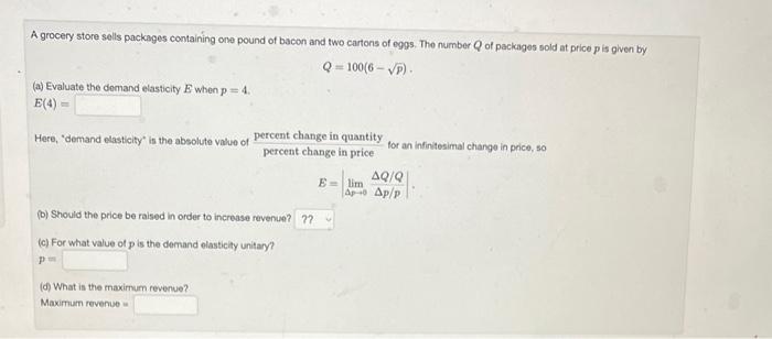 Solved The demand function for a certain item is | Chegg.com