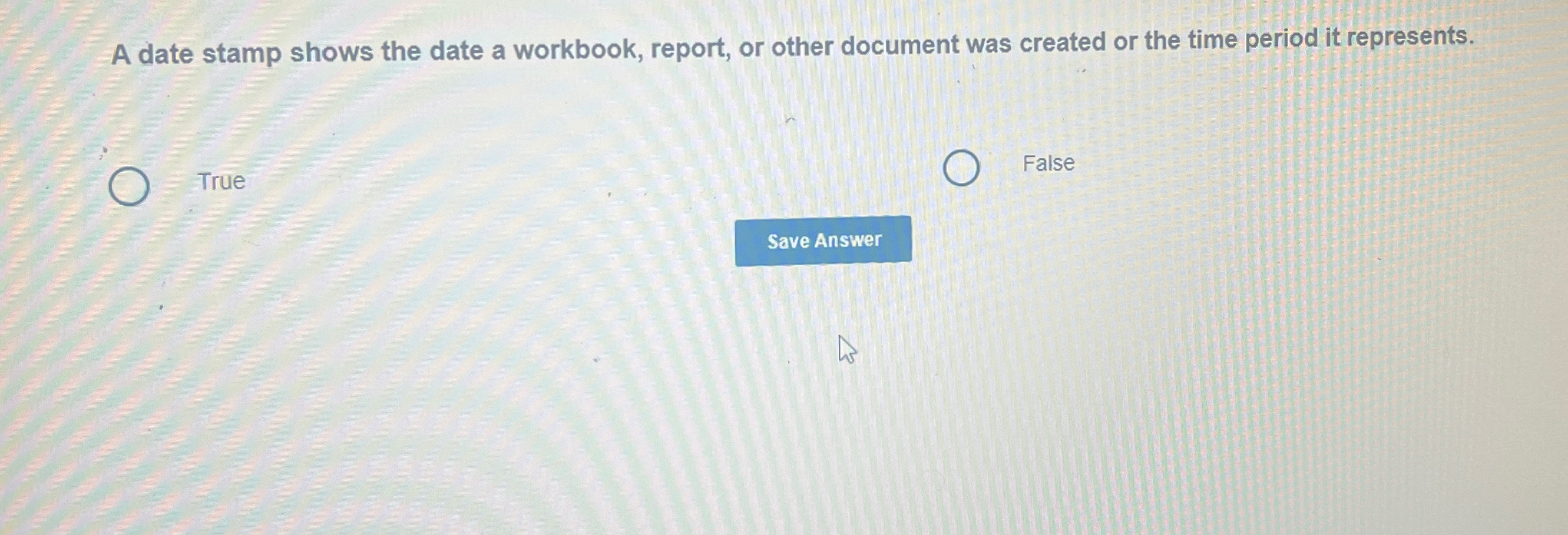 Solved A date stamp shows the date a workbook report or Chegg