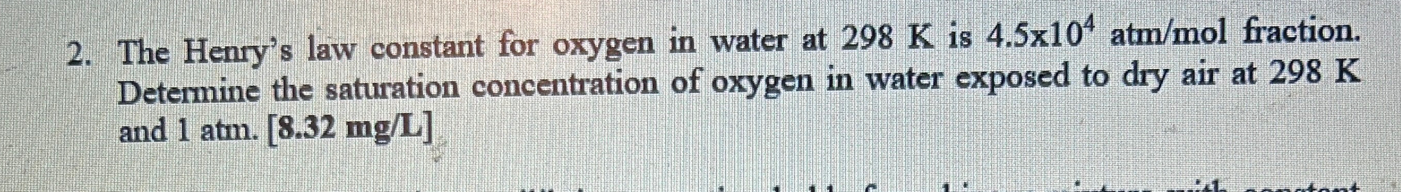 Henrys Law Constant The Henrys Law Constant For