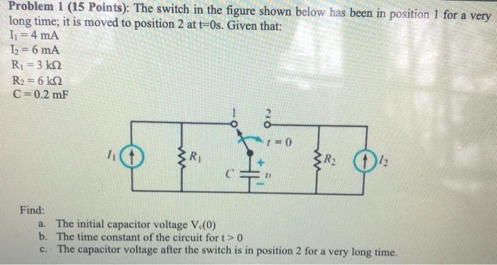 Solved Problem 1 (15 Points): The switch in the figure shown | Chegg.com