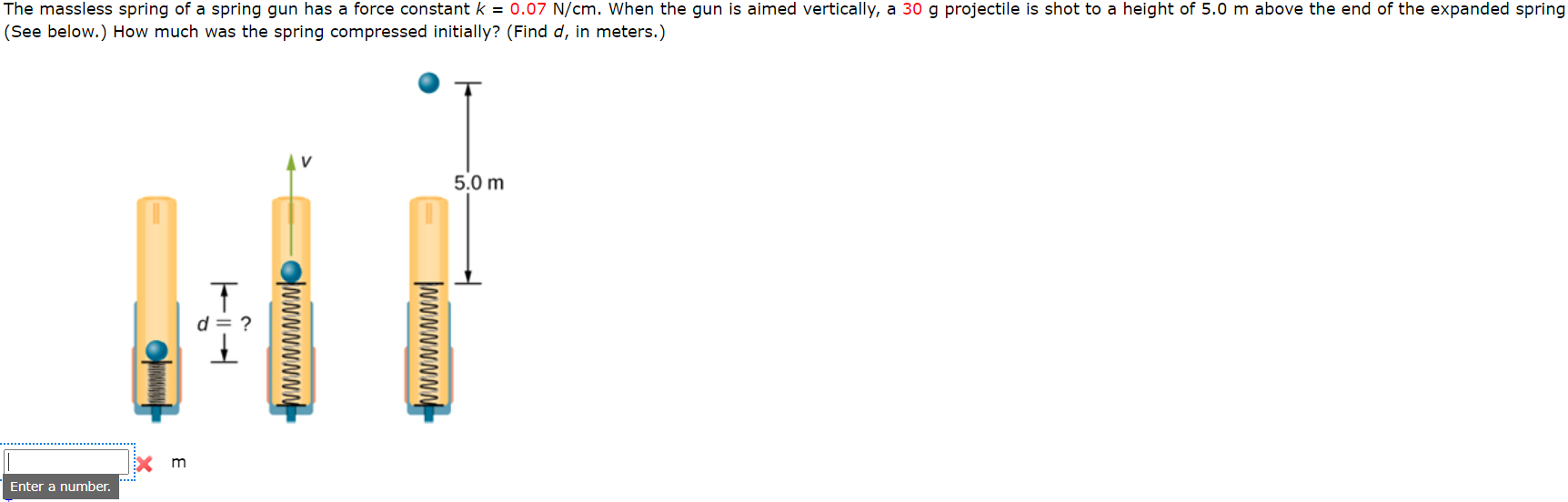 Solved (See below.) ﻿How much was the spring compressed