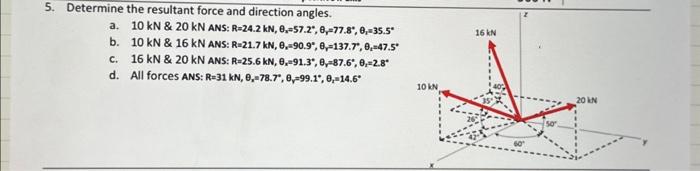 Solved Determine the resultant force and direction angles. | Chegg.com