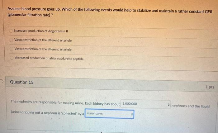 Solved Assume blood pressure goes up. Which of the following | Chegg.com