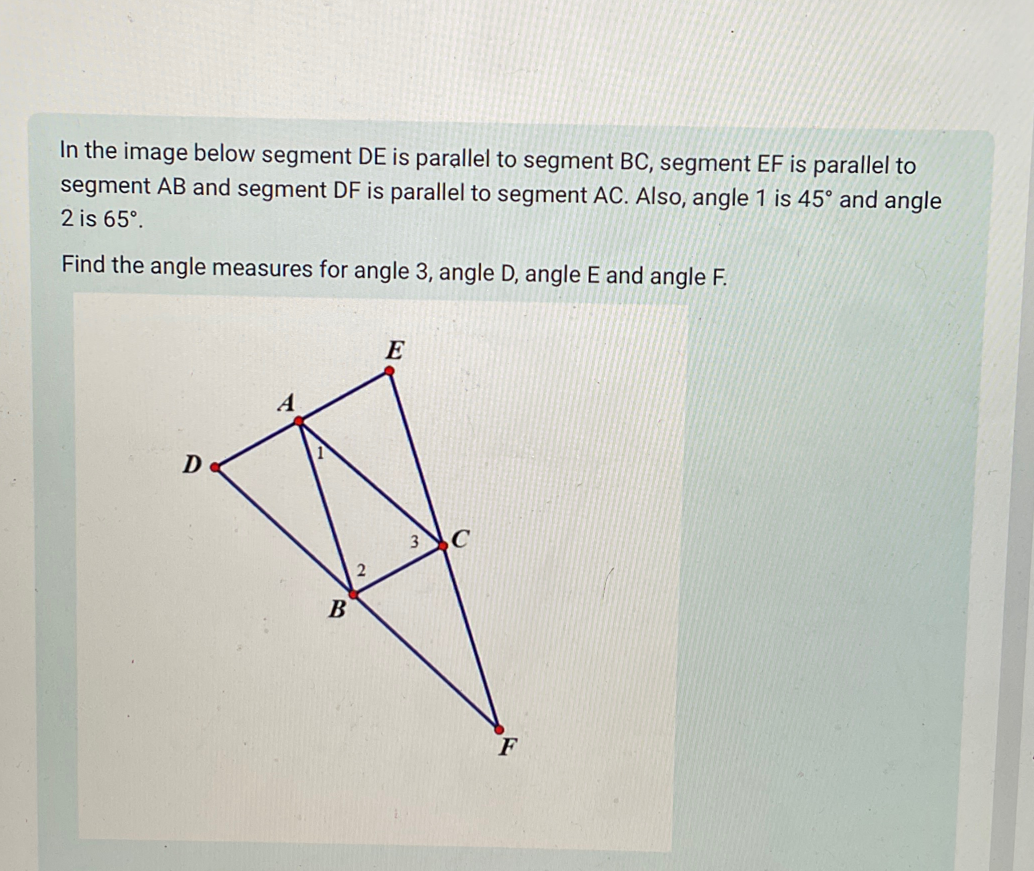 Solved In the image below segment DE ﻿is parallel to segment | Chegg.com