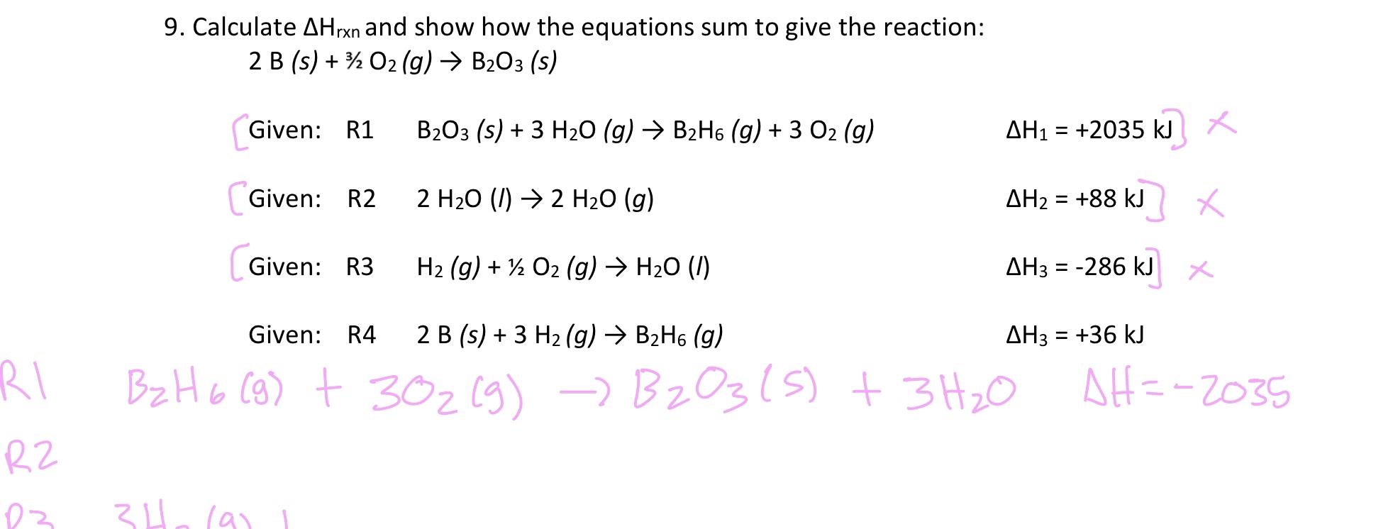 Solved Calculate ΔHrxn and show how the equations sum to | Chegg.com