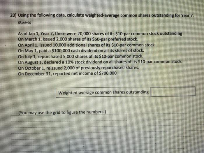 Solved 20] Using the following data, calculate weighted