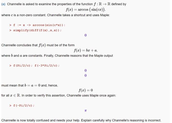 Solved f x arccos sin cx where c is a non zero constant chegg