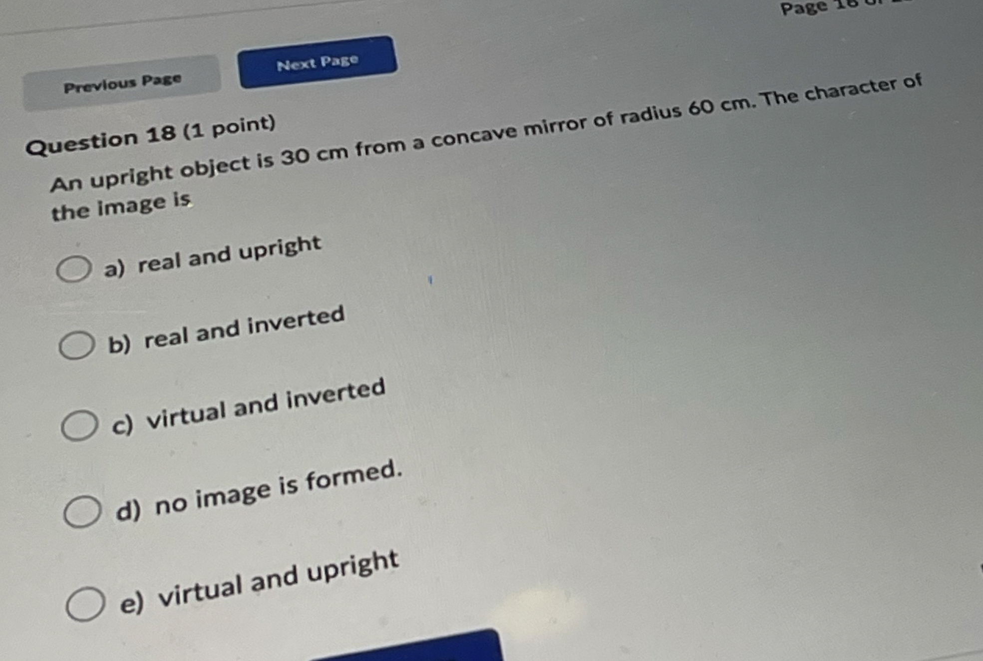 Solved Question 18 (1 ﻿point)An upright object is 30 ﻿cm | Chegg.com