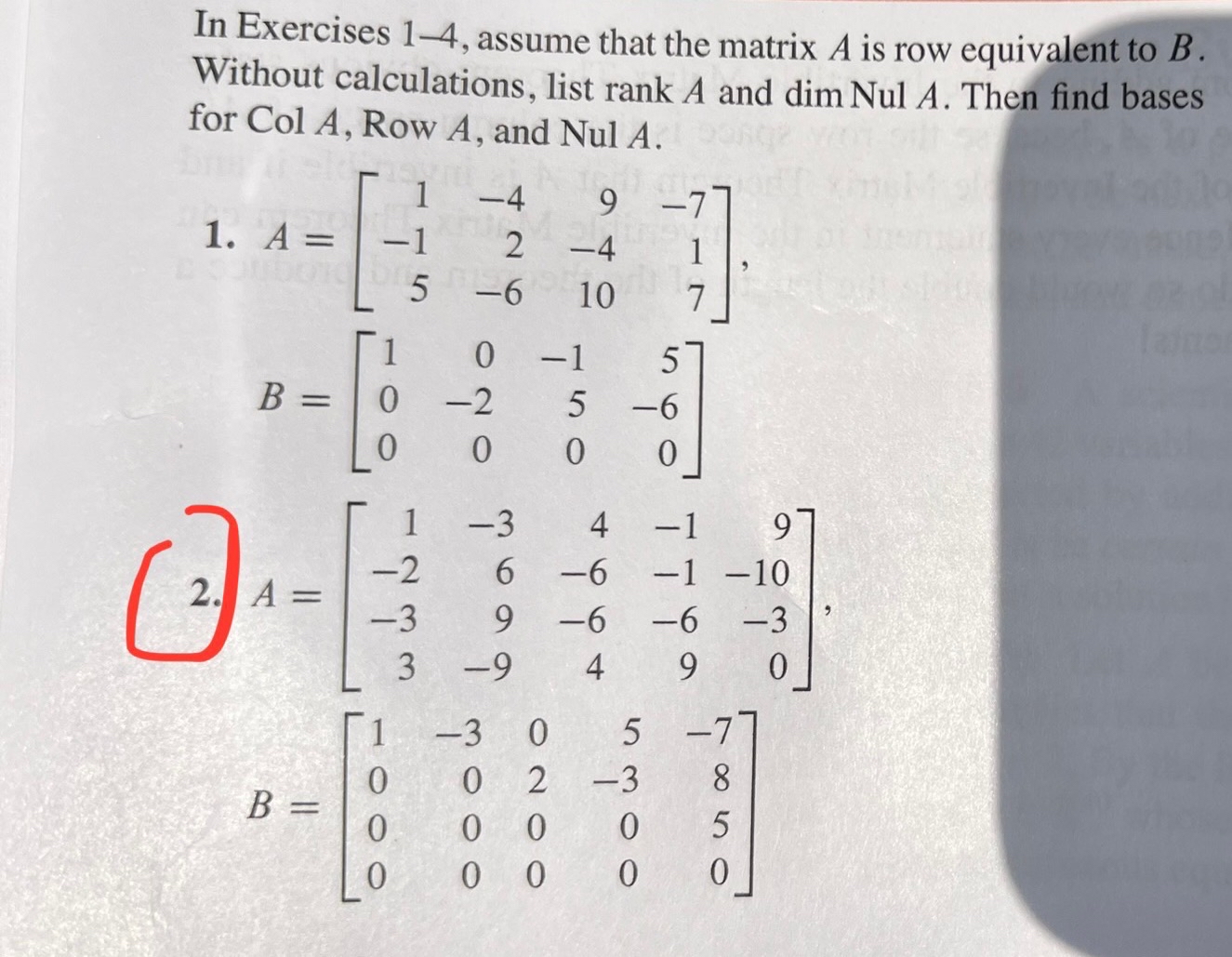 Solved In Exercises 1-4, ﻿assume that the matrix A ﻿is row | Chegg.com