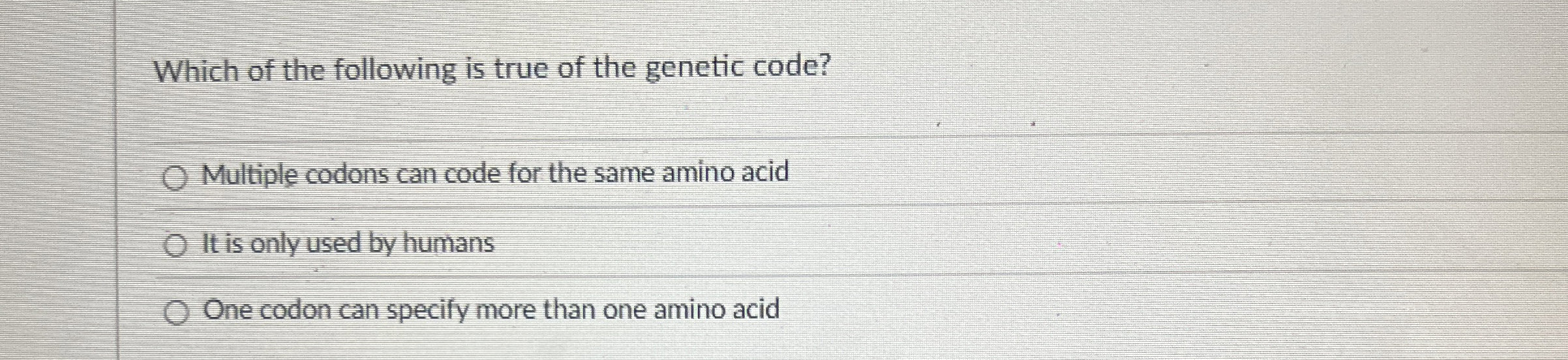 Solved Which of the following is true of the genetic | Chegg.com