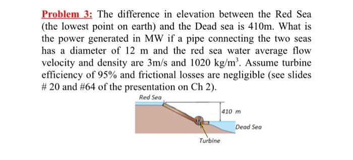 Solved Problem 3: The difference in elevation between the | Chegg.com