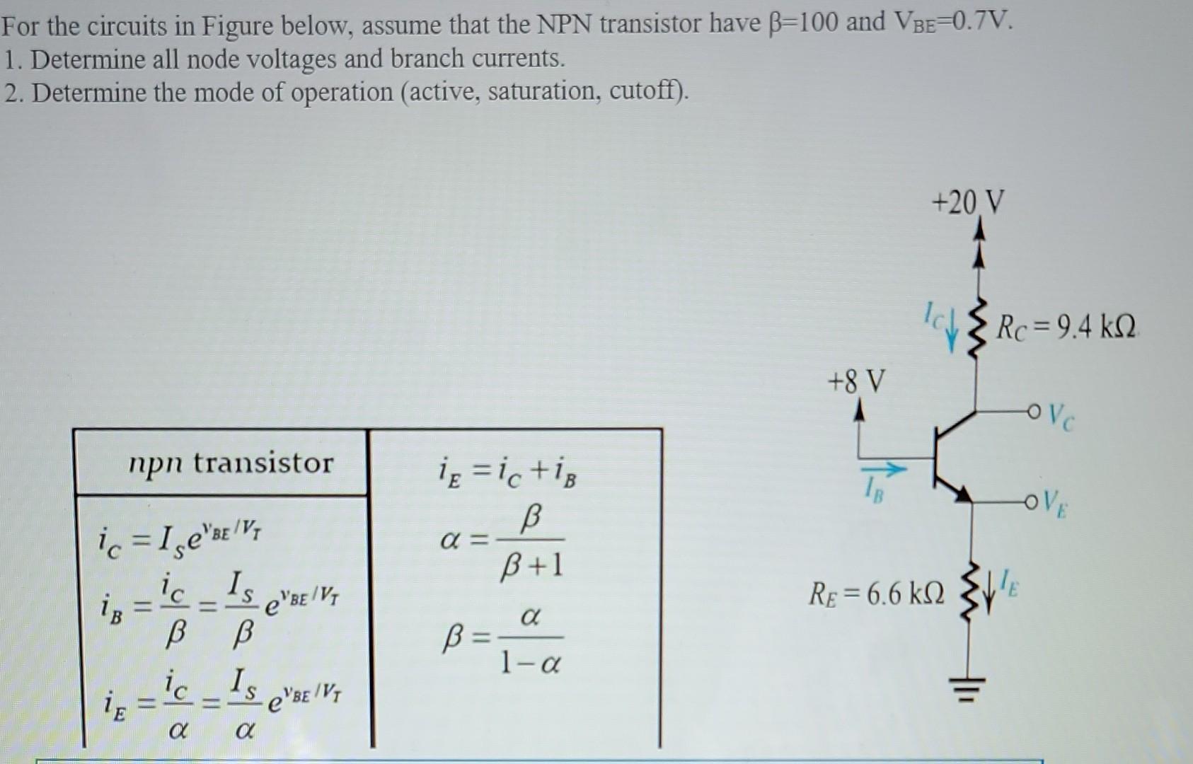 Solved For the circuits in Figure below, assume that the NPN | Chegg.com