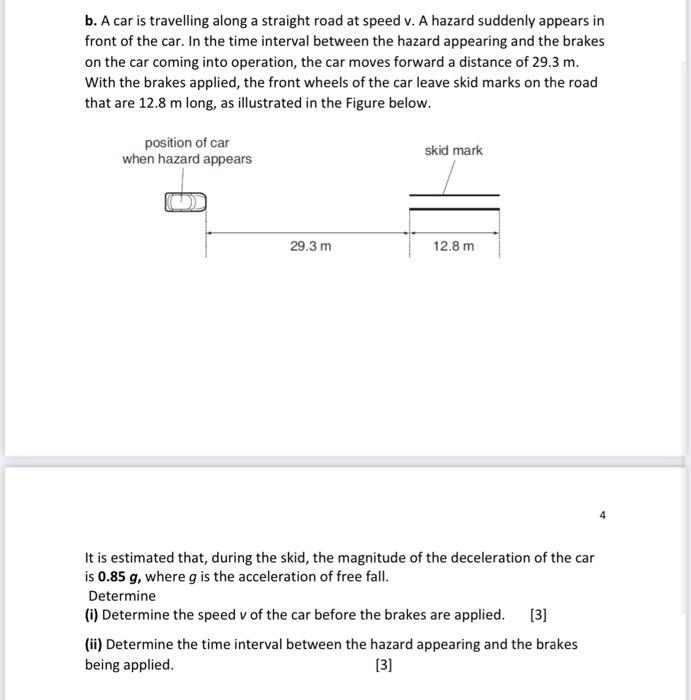 Solved b. A car is travelling along a straight road at speed | Chegg.com