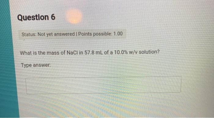 Solved Question 6 Status: Not yet answered I Points | Chegg.com
